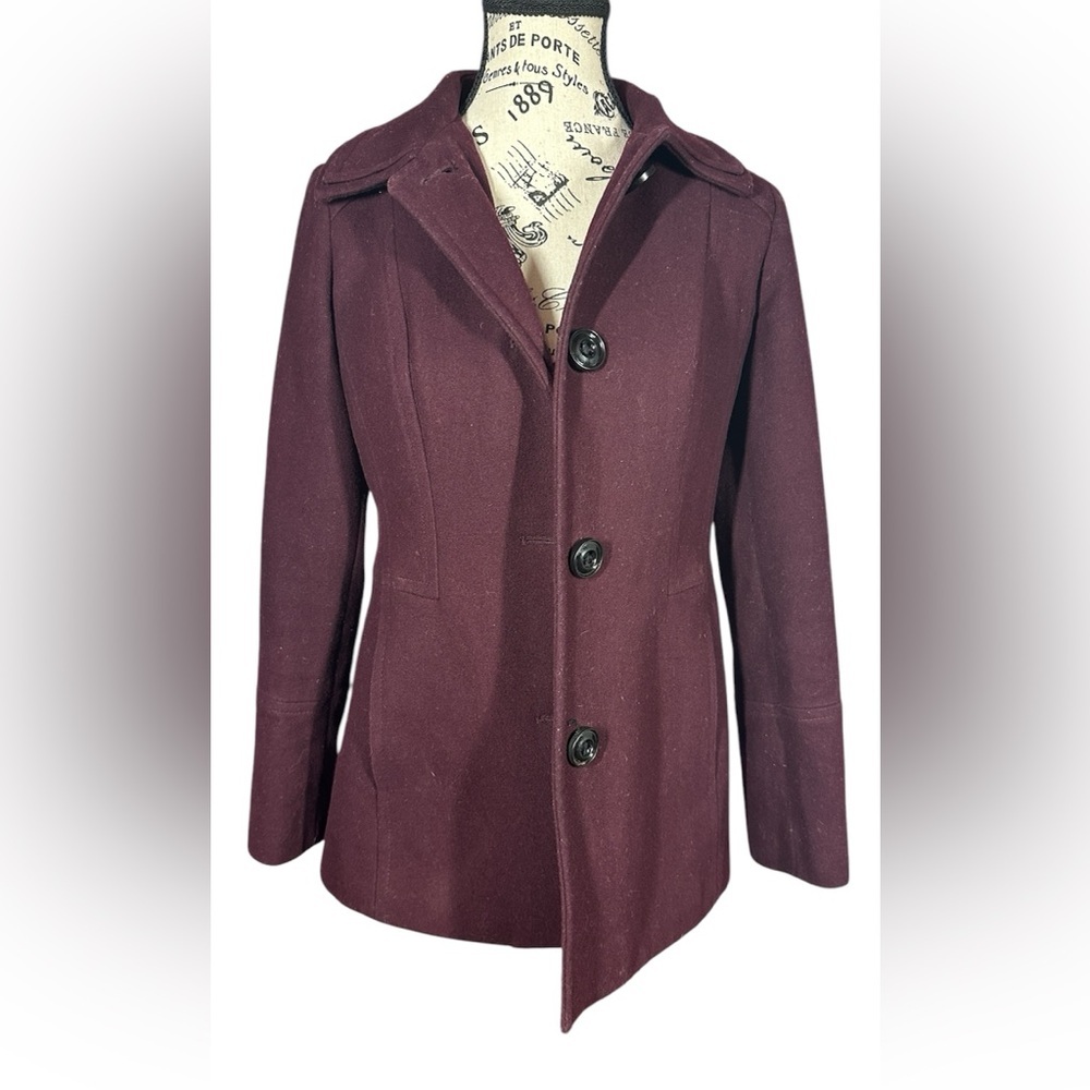 London Fog Women’s Lined Wool Coat - Burgundy petite small
